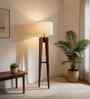 Jet Wooden Floor Lamp with Jute Shade & Brown Base