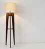 Jet Wooden Floor Lamp with Jute Shade & Brown Base