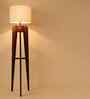 Jet Wooden Floor Lamp with Jute Shade & Brown Base