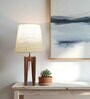 Jet Wooden Table Lamp with Jute Shade & Brown Base