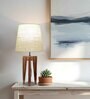 Jet Wooden Table Lamp with Jute Shade & Brown Base