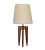 Jet Wooden Table Lamp with Jute Shade & Brown Base