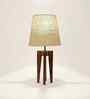 Jet Wooden Table Lamp with Jute Shade & Brown Base