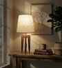Jet Wooden Table Lamp with Jute Shade & Brown Base
