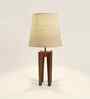 Jet Wooden Table Lamp with Jute Shade & Brown Base