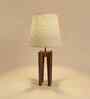 Jet Wooden Table Lamp with Jute Shade & Brown Base