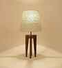 Jet Wooden Table Lamp with Jute Shade & Brown Base