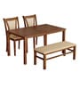 Jewel 4 Seater Dining Set in Walnut Finish with Bench