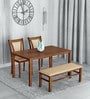Jewel 4 Seater Dining Set in Walnut Finish with Bench