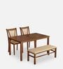 Jewel 4 Seater Dining Set in Walnut Finish with Bench