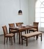 Jewel 6 Seater Dining Set in Walnut Finish with Bench
