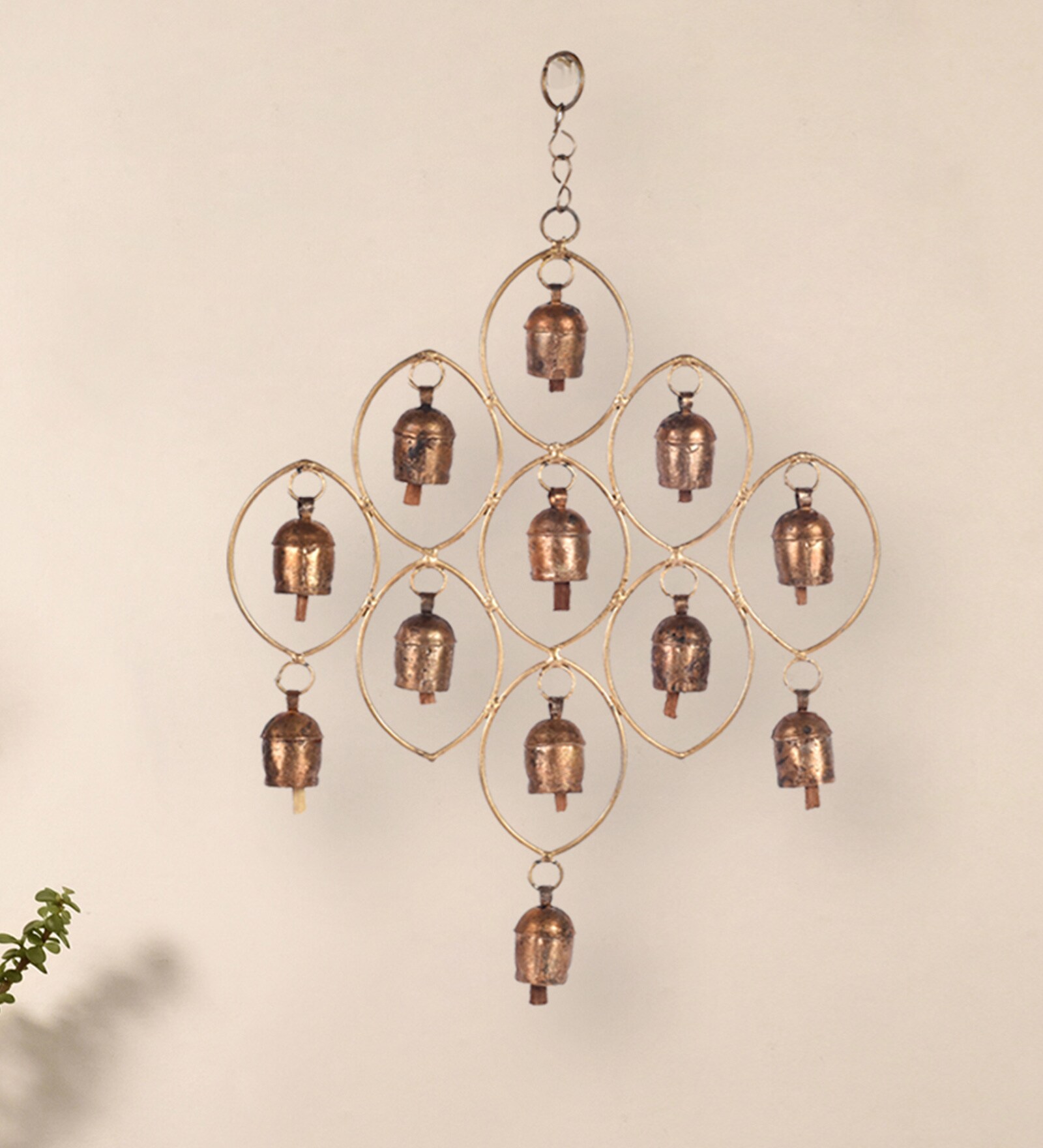 Buy Jhoomar Gold Colour Copper Wind Chime Bell by Unravel India at 20