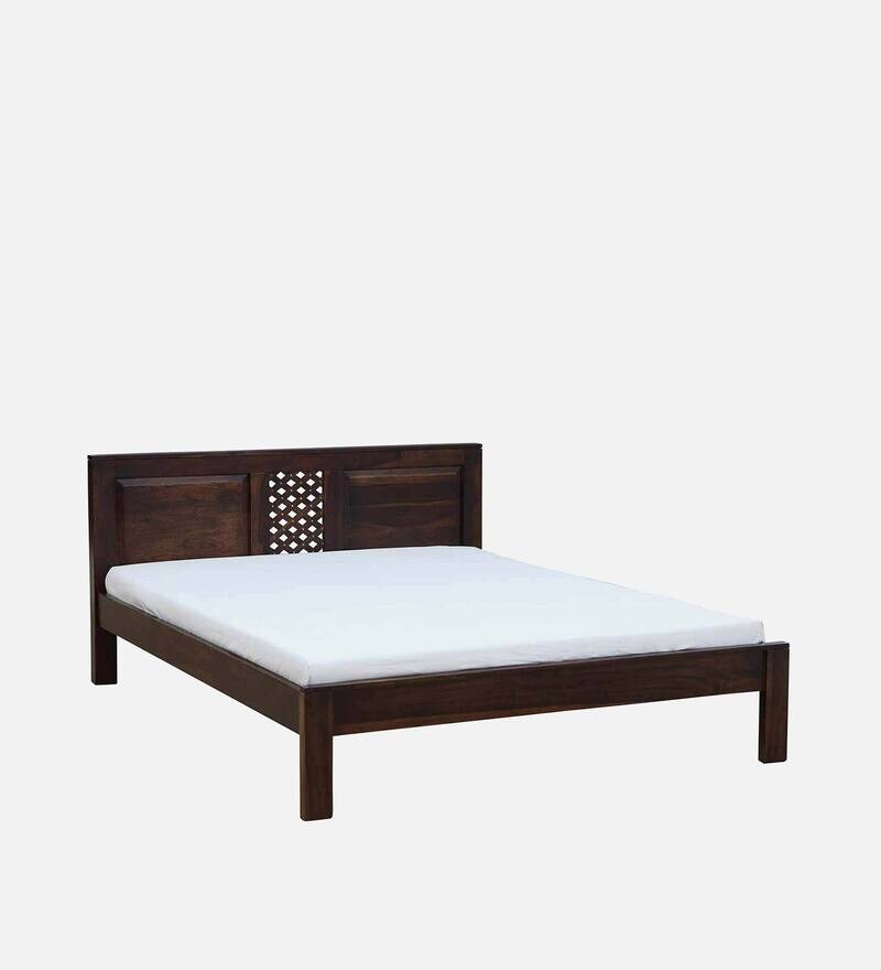 Buy Jharokha Sheesham Wood Queen Size Bed In Provincial Teak Finish By