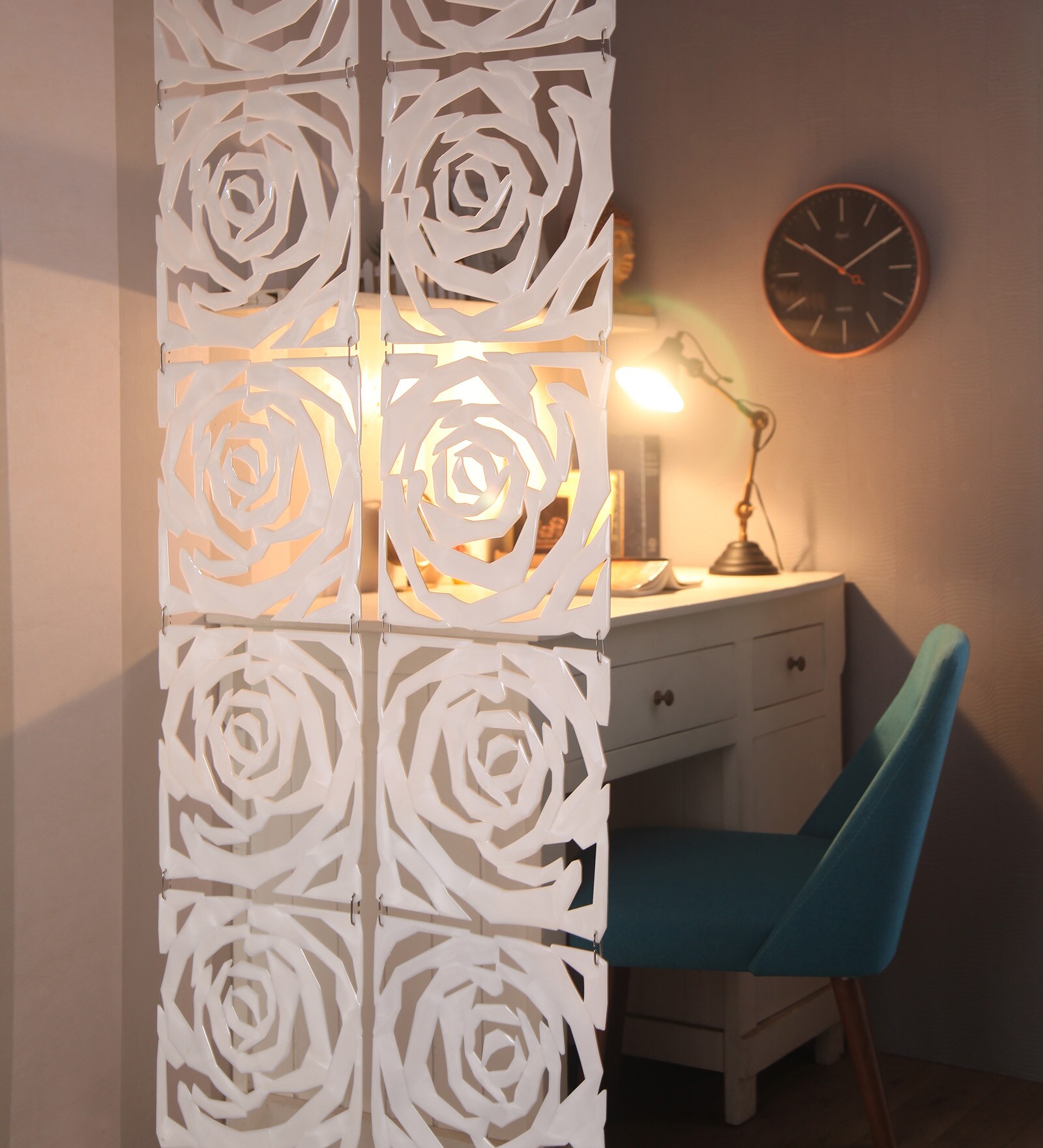 Buy Plexi Glass Hanging Room Divider in White Colour by JILDA at 36