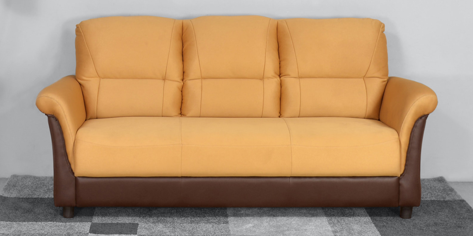 Jithiya 3 Seater Sofa in Caramel & Brown Colour Jithiya 3 Seater Sofa in Caramel & Brown Colour