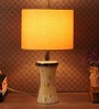 Jieun Beige Fabric Shade Table Lamp with Natural Base