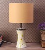 Jieun Beige Fabric Shade Table Lamp with Natural Base