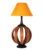 Jieun Orange Fabric Shade Table Lamp with Natural Base