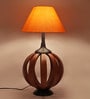 Jieun Orange Fabric Shade Table Lamp with Natural Base