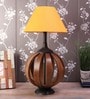 Jieun Orange Fabric Shade Table Lamp with Natural Base