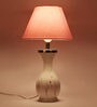 Jieun Pink Fabric Shade Table Lamp with Natural Base -