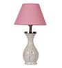 Jieun Pink Fabric Shade Table Lamp with Natural Base -