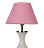 Jieun Pink Fabric Shade Table Lamp with Natural Base -