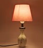 Jieun Pink Fabric Shade Table Lamp With Natural Base