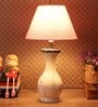 Jieun Pink Fabric Shade Table Lamp with Natural Base -