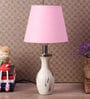 Jieun Pink Fabric Shade Table Lamp With Natural Base