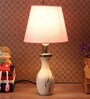 Jieun Pink Fabric Shade Table Lamp With Natural Base