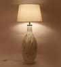 Forli White Fabric Shade Night Lamp With Glass Base