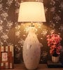Forli White Fabric Shade Night Lamp With Glass Base