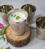 Beige Stainless Steel Bucket 300 ml Printed (Set of 6) Everyday Glasses