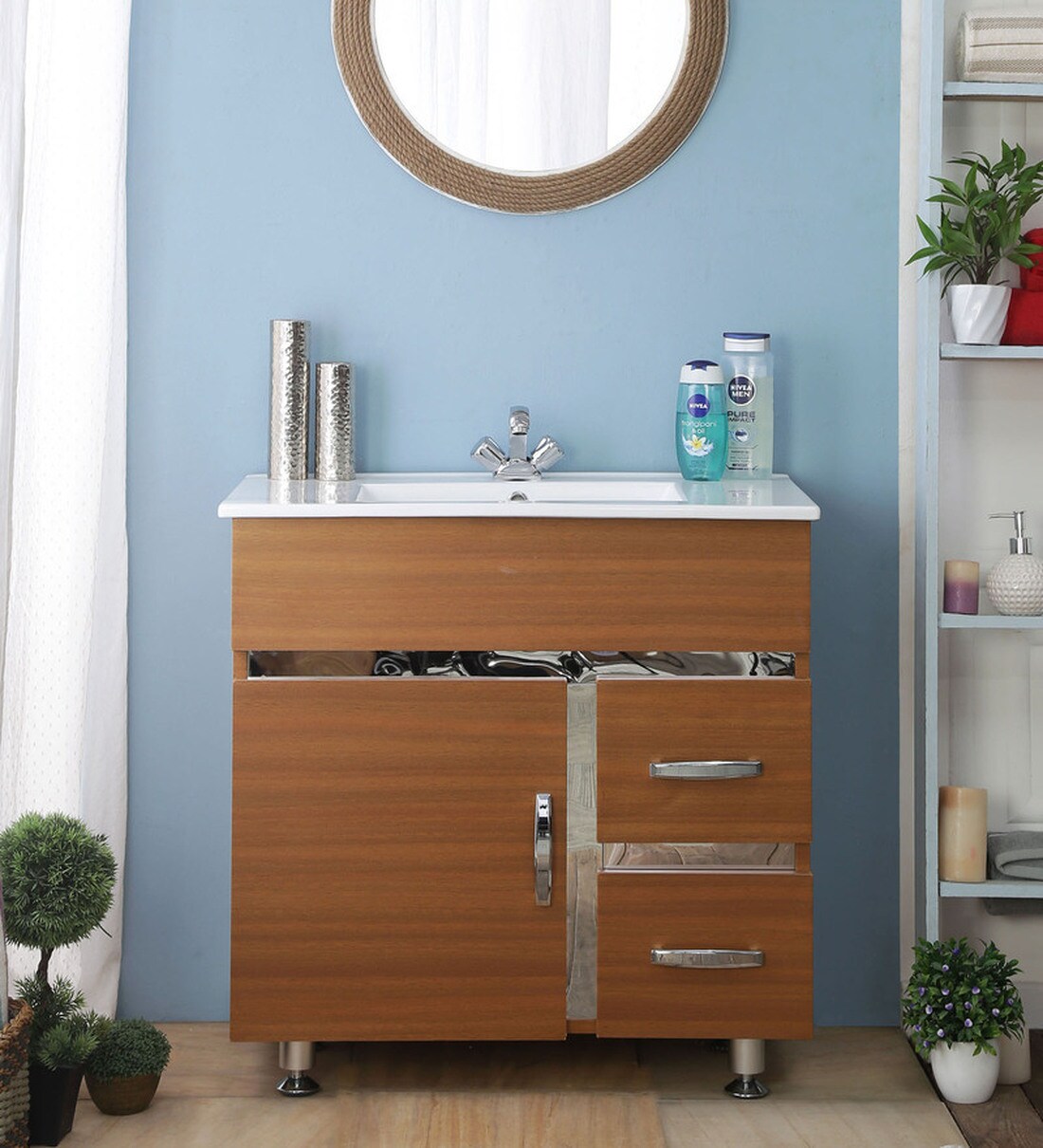 Buy Aluminium Floor Rested Bathroom Vanity In Brown By Jj Sanitaryware Online Vanities Bath Discontinued Pepperfry Product