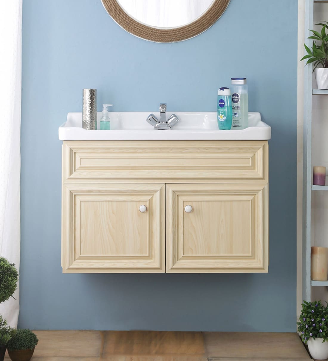 Buy Beige Aluminium Wall Mounted Bathroom Vanity by JJ Sanitaryware Online Vanities Bath