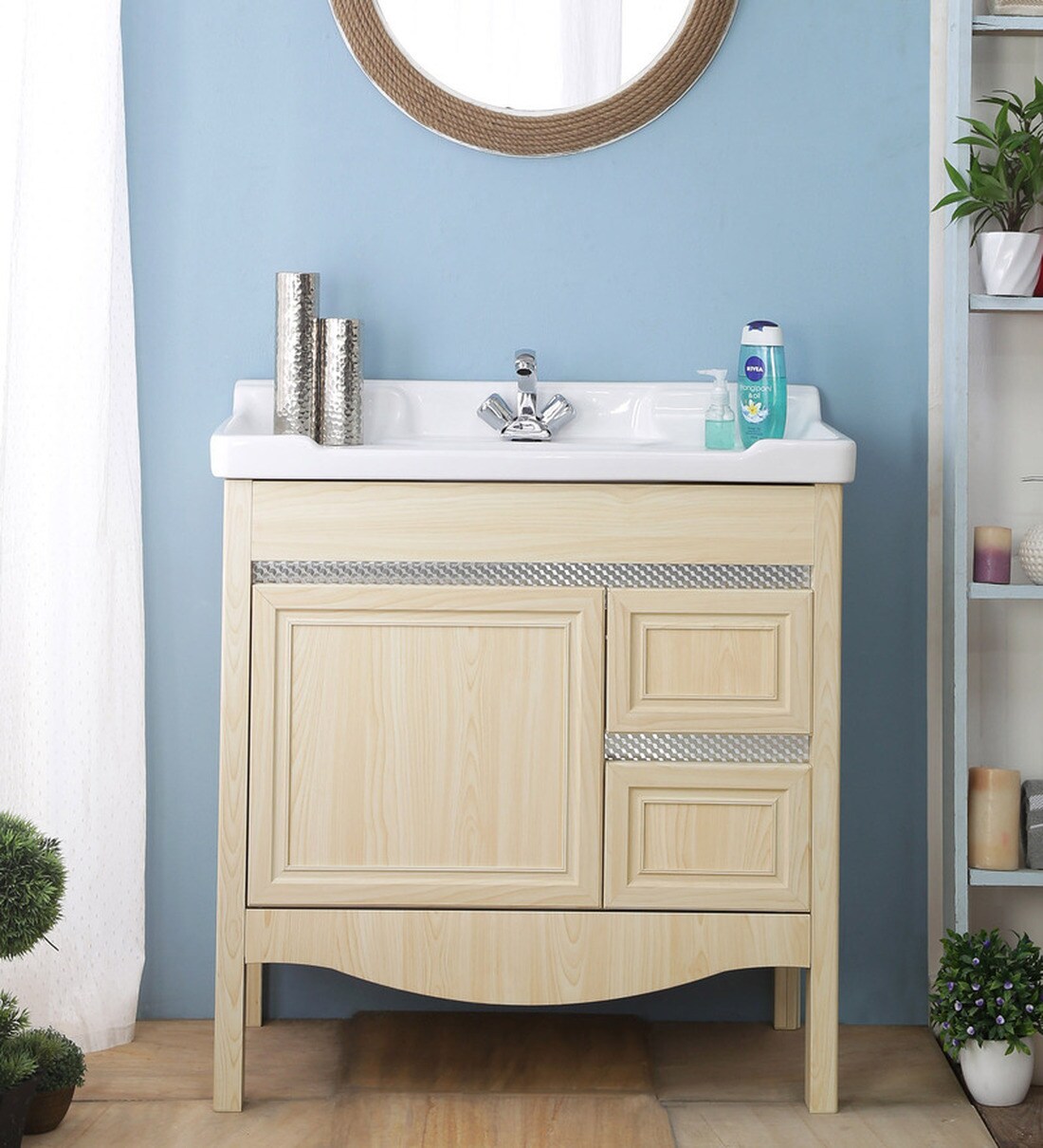 Buy Beige Aluminium Floor Mounted Bathroom Vanity by JJ Sanitaryware Online Vanities Bath