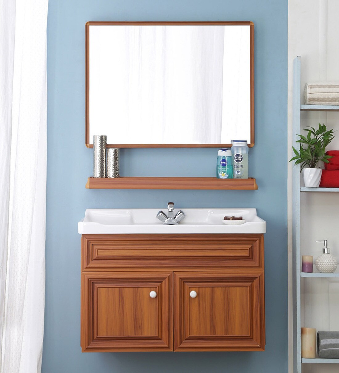 Buy Aluminium Wall Mounted Bathroom Vanity In Teak Yellow by JJ