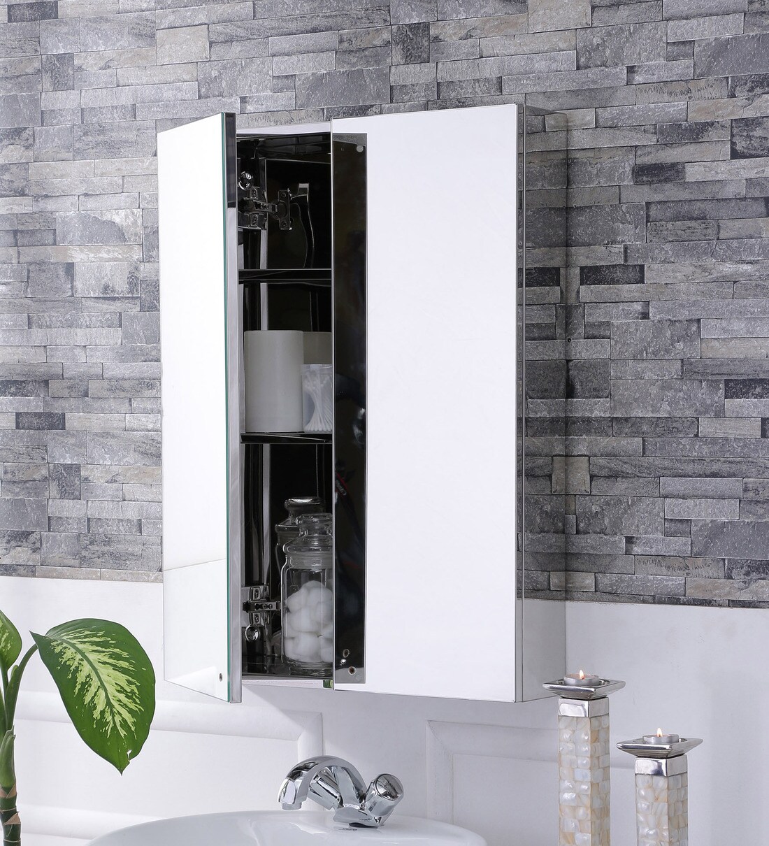 Buy Stainless Steel Silver 3 Compartment Bathroom With Mirror