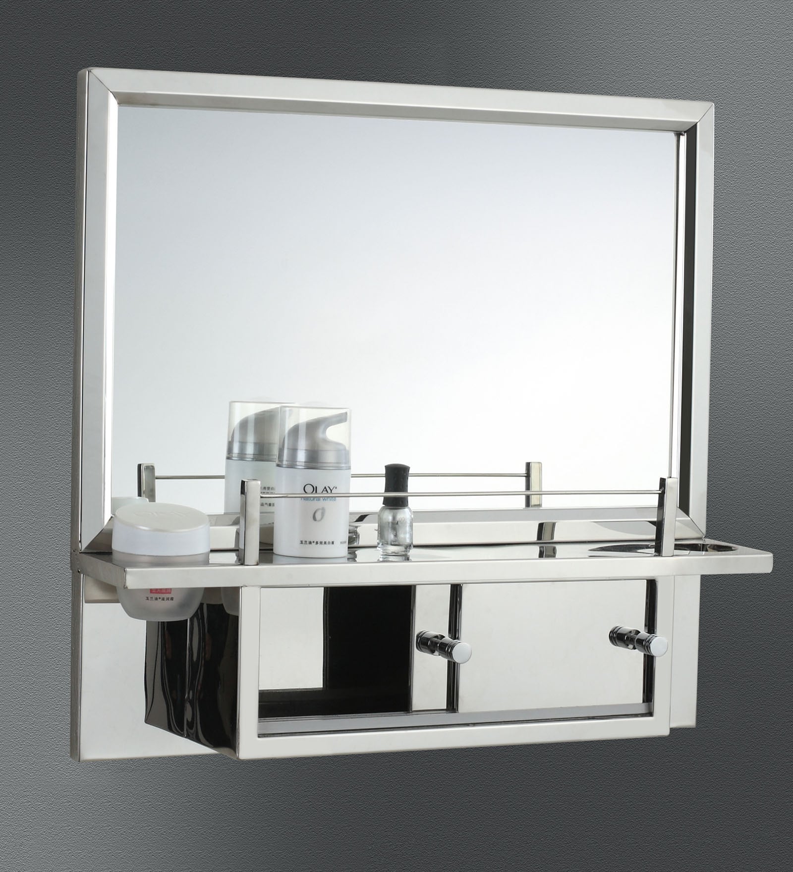 Lavinia Stainless Steel Bathroom Shelf With Mirror