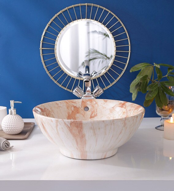 Buy Round Shape Ivory Counter Top Wash Basin H 7 2 W 16 4 D 16 4 Inches By Jj Sanitaryware Online Wash Basins Bath Discontinued Pepperfry Product
