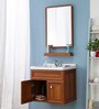 Aluminium Wall Mounted Bathroom Vanity In Teak Yellow