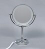 Brass Standing Shaving Bathroom Mirror in Silver (L: 11, W: 6, H: 16.8 Inches)