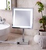 Brass & Glass Silver Square Shape Concave Mirror With Led Light (L:12, W:7.2, H:17 Inches)