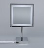 Brass & Glass Silver Square Shape Concave Mirror With Led Light (L:12, W:7.2, H:17 Inches)