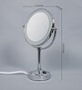 Brass Standing Shaving Bathroom Mirror in Silver (L: 11, W: 6, H: 16.8 Inches)