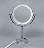 Brass Standing Shaving Bathroom Mirror in Silver (L: 11, W: 6, H: 16.8 Inches)