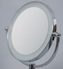 Brass Standing Shaving Bathroom Mirror in Silver (L: 11, W: 6, H: 16.8 Inches)