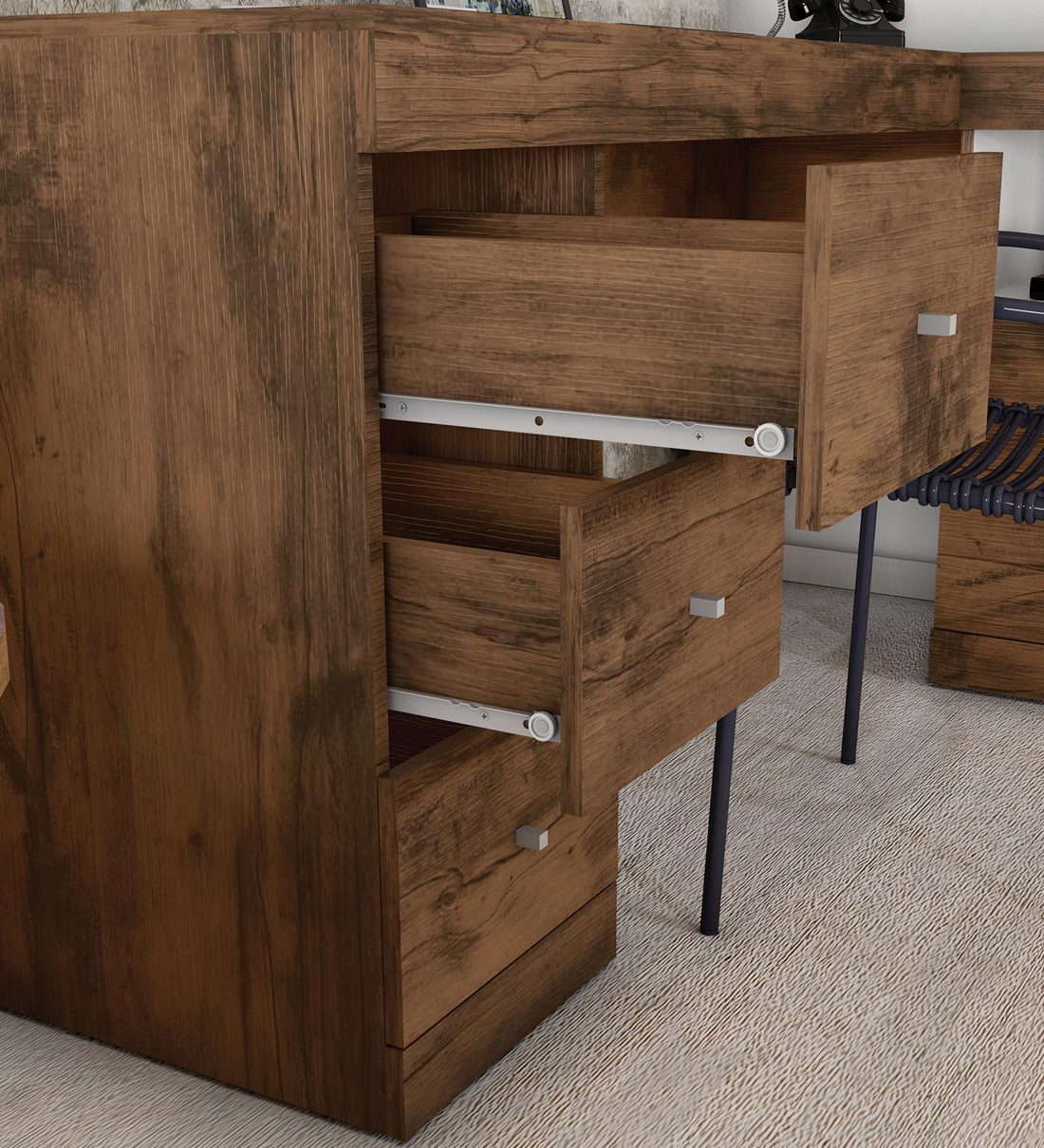 Buy Job Executive Desk in Jatoba & White Finish by Colibri Online Executive Desks Office