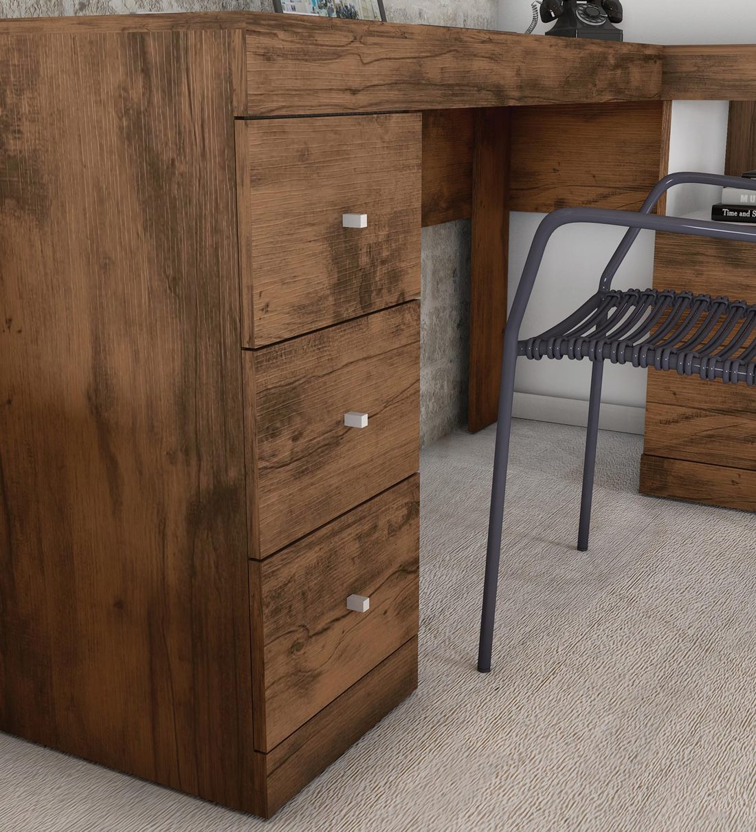 Buy Job Executive Desk in Jatoba & White Finish by Colibri Online